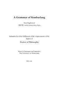 A Grammar of Kunbarlang