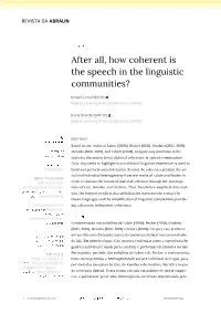 After All, How Coherent Is the Speech in the Linguistic Communities?