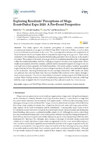 Exploring Residents' Perceptions of Mega Event-Dubai Expo 2020