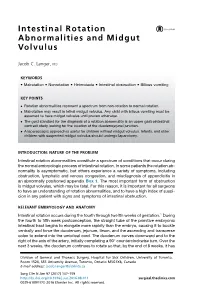 Intestinal Rotation Abnormalities and Midgut Volvulus