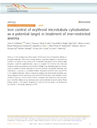Iron Control of Erythroid Microtubule Cytoskeleton As a Potential Target in Treatment of Iron-Restricted Anemia ✉ Adam N