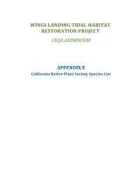 Wings Landing Tidal Habitat Restoration Project Ceqa Addendum