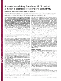 A Steroid Modulatory Domain on NR2B Controls N-Methyl-D-Aspartate Receptor Proton Sensitivity