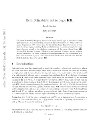 Arxiv:2006.00642V3 [Math.LO] 26 Jun 2021 Beth Definability in the Logic KR