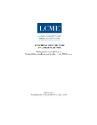 Functions and Structure of a Medical School: Standards