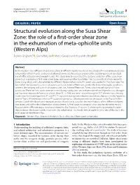 The Role of a First-Order Shear Zone in the Exhumation of Meta-Ophiolite Units