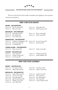 UNCONTESTED SEATS in the Primary NEW