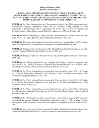 Village of Mantua, Ohio RESOLUTION 2020-17 a RESOLUTION OPPOSING ELIMINATION of the U.S