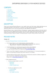 Enterprise Browser 2.0 for Android Devices Contents