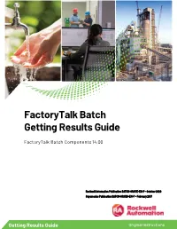 Factorytalk Batch Getting Results Guide
