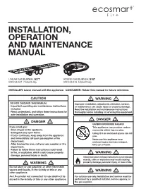 Installation, Operation and Maintenance Manual
