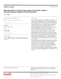 Key Geologic and Seismic Evidence from the Moncton Subbasin of New Brunswick C