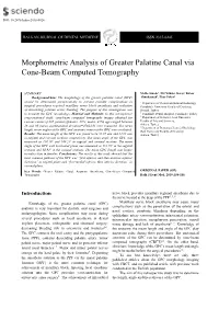 Morphometric Analysis of Greater Palatine Canal Via Cone-Beam Computed Tomography