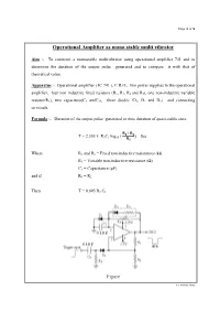 Operational Amplifier 741 As Monostable Multivibrator