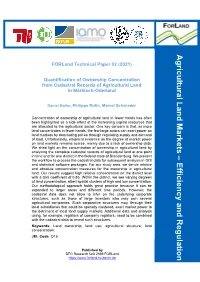 Quantification of Ownership Concentration from Cadastral Records of Agricultural Land in Märkisch-Oderland