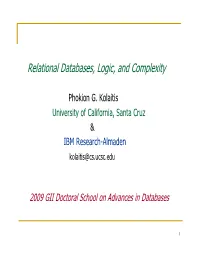 Relational Databases, Logic, and Complexity