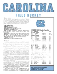 2018 UNC Field Hockey Results