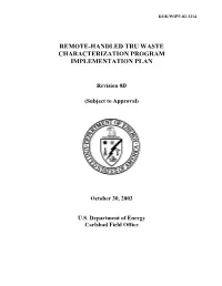 DOE's Remote-Handled TRU Waste Characterization Program