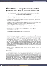 Effect of Diuron on Embryo-Larval Development of Javanese Medaka (Oryzias Javanicus, Bleeker 1854)