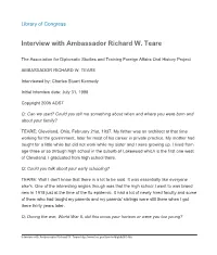 Interview with Ambassador Richard W. Teare