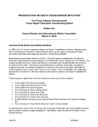 Presentation on South Texas Border Initiatives