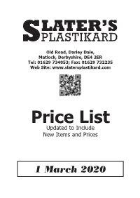 Price List Updated to Include New Items and Prices