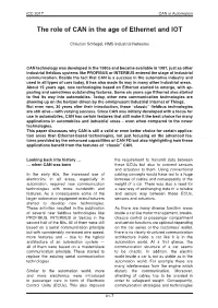The Role of CAN in the Age of Ethernet and IOT