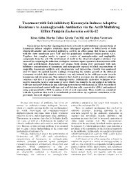 Treatment with Sub-Inhibitory Kanamycin Induces Adaptive Resistance to Aminoglycoside Antibiotics Via the Acrd Multidrug Efflux Pump in Escherichia Coli K-12