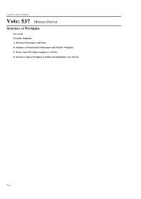 Vote: 537 Mbarara District Structure of Workplan