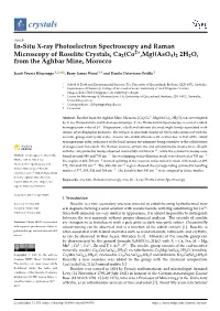 In-Situ X-Ray Photoelectron Spectroscopy and Raman Microscopy of Roselite Crystals, Ca2(Co2+,Mg)