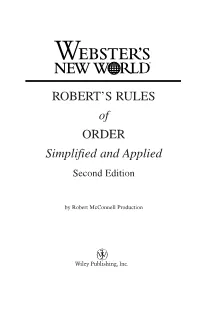 ROBERT's RULES of ORDER Simplified and Applied
