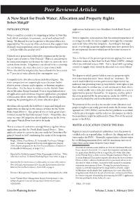 A New Start for Fresh Water: Allocation and Property Rights Robert Makgill*