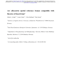 Are Allocentric Spatial Reference Frames Compatible with Theories of Enactivism?