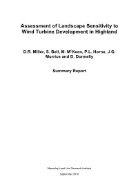 Assessment of Landscape Sensitivity to Wind Turbine Development in Highland