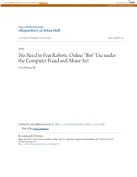Online Â•Œbotâ•Š Use Under the Computer Fraud and Abuse