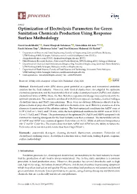 Optimization of Electrolysis Parameters for Green Sanitation Chemicals Production Using Response Surface Methodology