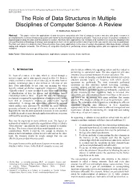 The Role of Data Structures in Multiple Disciplines of Computer Science- a Review