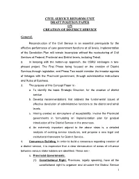 Civil Service Reforms Unit Draft Position Paper on Creation of District Service