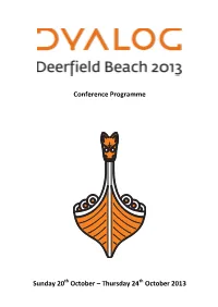 Dyalog User Conference Programme