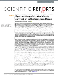 Open-Ocean Polynyas and Deep Convection in the Southern Ocean Woo Geun Cheon1 & Arnold L
