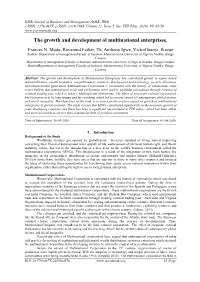 The Growth and Development of Multinational Enterprises