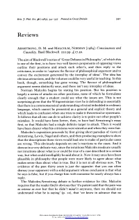 Consciousness and Causality by D. M. Armstrong; Norman Malcolm