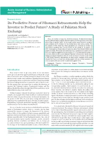 Do Predictive Power of Fibonacci Retracements Help the Investor to Predict Future? a Study of Pakistan Stock Exchange