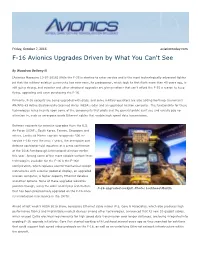 F-16 Avionics Upgrades Driven by What You Can't See