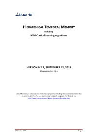 HIERARCHICAL TEMPORAL MEMORY Including HTM Cortical Learning Algorithms