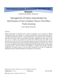 Management of Carbon Sequestration by Identification of Soil Limitation Factors That Affect Plants Growing