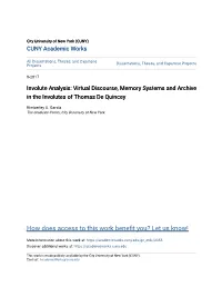 Virtual Discourse, Memory Systems and Archive in the Involutes of Thomas De Quincey