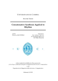 Concatenative Synthesis Applied to Rhythm