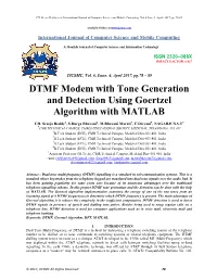 DTMF Modem with Tone Generation and Detection Using Goertzel Algorithm with MATLAB