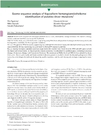 Exome Sequence Analysis of Kaposiform Hemangioendothelioma: Identification of Putative Driver Mutations*
